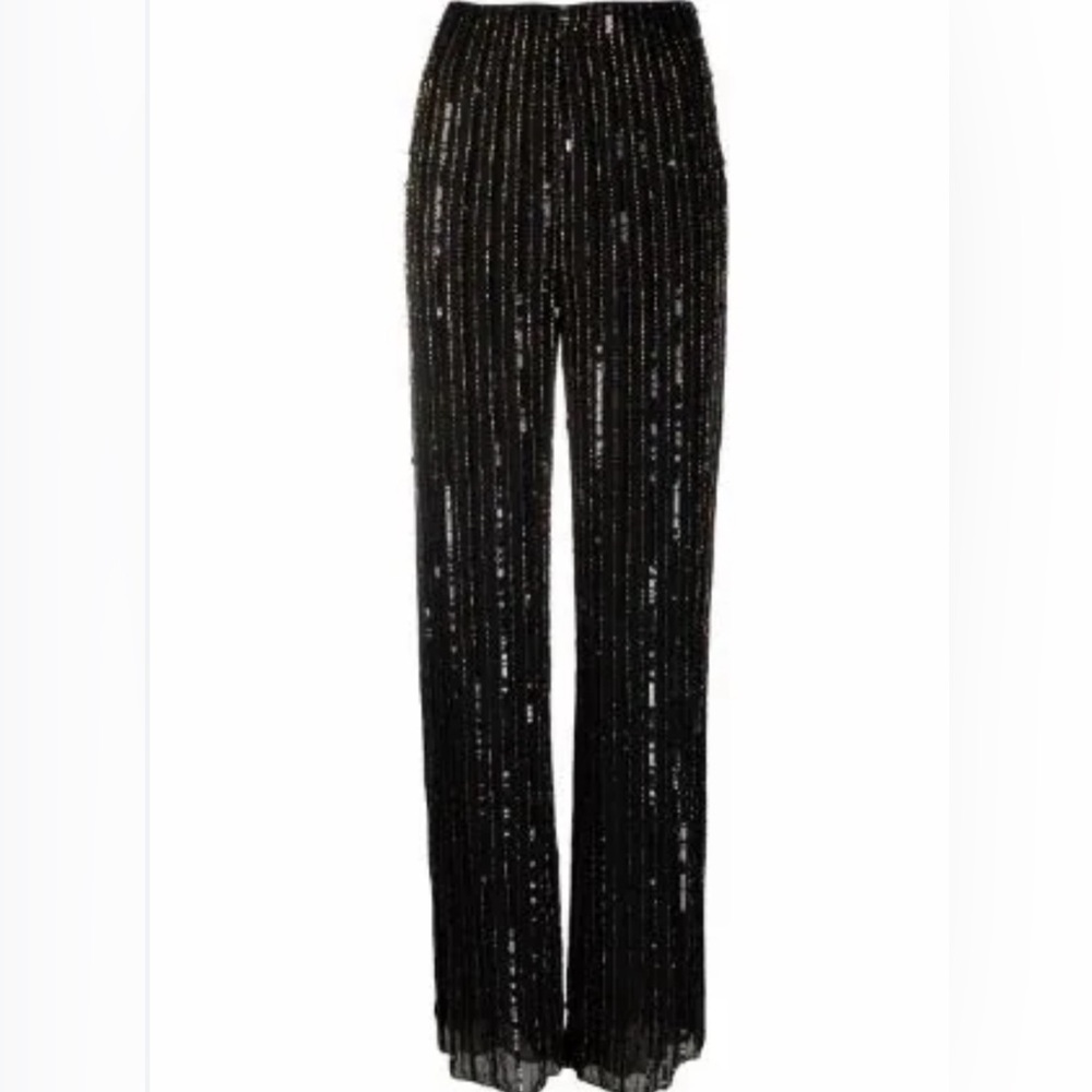 Jenny Packham Sequined Wide-Leg Trousers, Size 6